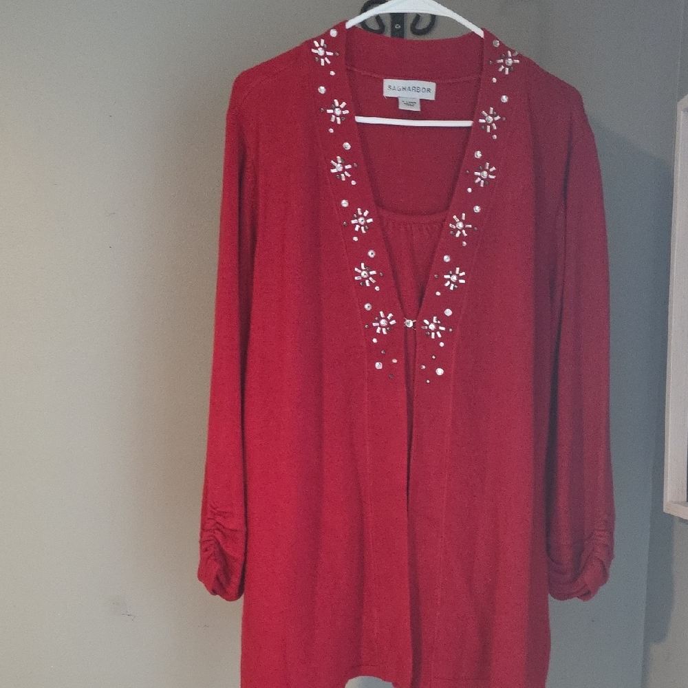 Sag Harbor Red Knit Sweater Size XL